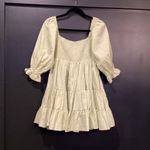 Mable Emory Smocked Ruffle Babydoll cotton mini dress NWT light green olive S Photo 1