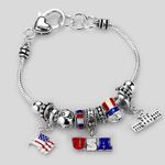 Patriotic Charm Bracelet USA Capitol Building Flag Photo 1