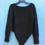 Leith NWT Black Square Neck Long Sleeve Sweater Bodysuit Size Large Photo 2