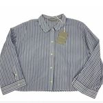 Everlane  Women's Blue and White Striped Cotton Woven PJ Top Size Small NWT Photo 2