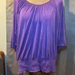 Cable & Gauge  Purple Scoop Neck Top Size Medium Dolman Sleeve Tie Back Photo 0