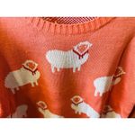 POL Women’s Sheep Print Pullover Knit Sweater Coral Large Princess Diana Photo 2