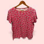 Cute vintage 80s oversized pinky red roses top cotton blend floral pop Pink Size L Photo 2
