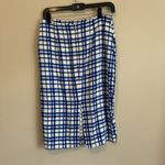 Diane Von Furstenberg  Tailored Pencil Skirt Blue & Ivory Roddick Check Size 6 Photo 5