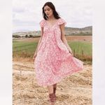 The Great Whipstitched Plumeria midi Dress tiered pink Floral prairie Sz XS Photo 9