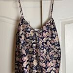 VINTAGE FLORAL SILKY SATIN NAVY LINGERIE CAMI BLOUSE Blue Size L Photo 0