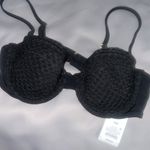 Shade & Shore New 34B Crochet Boho Pushup Underwire Bikini Top -  Black Photo 1