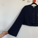NWT J. Ing Navy Blue Feeling Embroidered Crop Top Size Medium Photo 4