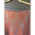 Orange and Turquoise Paisley Patterned Scarf with Fringe Photo 2