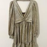 Skies Are Blue Metallic Long Sleeve Gold Cocktail Dress Party Size Medium M Photo 1