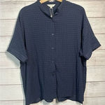 Max Studio ‎ Navy Blue New Button-Down Shirt Short Sleeve Large Casual Light Photo 0