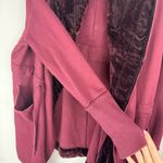 Free People Westwood Cardigan Maroon Velvet Trim Sz XS Oversized Hooded Photo 12