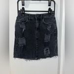Hollister  Y2K Mall Goth Grunge Whimsigoth Black Denim Frayed Mini SkaterSkirt 00 Photo 4