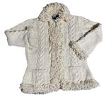 Ecuadorian Handknit Women's Chunky Wool Sweater Jacket Full Zip Boho Size L Size L Photo 1