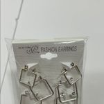 Chic Silver Square Hoop Earrings Set Photo 6
