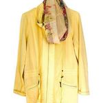 Bonita Basic Susi Yellow Activewear Jacket with Floral Scarf Size Large Photo 0