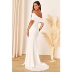 Lulus NWT  Exceptional Romance White Off-the-Shoulder Mermaid Maxi Dress Bride S Photo 2