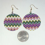 Zig Zag Colorful Shimmer Dangling Boho Pierced Earrings Purple Photo 1