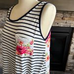 Blue and White Striped Sleeveless Relaxed Tank Top Size M Photo 4