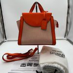 Kate Spade Saturday Orange Canvas Leather Top Handle Satchel Bag Crossbody Strap Photo 0