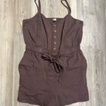 Aerie  Medium Brown tie-up romper with adjustable straps and button-up front Photo 2