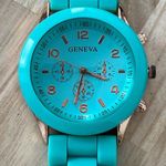 Fashion Watch Geneva Brand Turquoise Strap Case Stunning Blue Photo 0