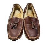 Cabela's Mens Leather & Shearling Lined Moccasin Slippers With Tassels Photo 0