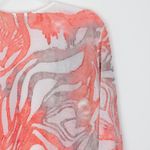 Chico's  Womens Burnout Open Front Cardigan Coral Zebra Print Lightweight Size 2 L Photo 7