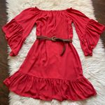 White House | Black Market WHBM Coral Off-The-Shoulder Flounce Dress Photo 2