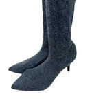 ZARA Boots Grey Knit Sock Heels Knee High OTK Size 35 US 5 Photo 4