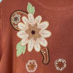 Vintage Orange Paisley Floral Mockneck Sweater Orange Size M Photo 5
