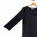 Sympli Canada Womens Black Cutout Tunic 3/4 Sleeve Top Size 12 Stretch Lagenlook Photo 3