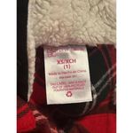 No Boundaries Plaid Flannel Shirt Jacket XS Sherpa Hood Red Cabin Core‎ Cozy Grunge Y2K Skater Photo 2