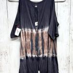 American Eagle  Top Tie Dye Cold Shoulder Short Sleeve Blouse Cutout Back Detail Photo 5