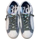 P448 Nordstrom John Wad Sherpa Fashion Sneakers White Green Gray Teddy sz 7.5-8 Photo 10