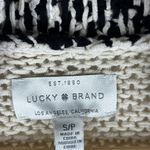 Lucky Brand  Novelty Stitch Cardigan Small‎ Cream Black Cable Knit Open Sweater Photo 7