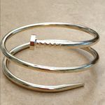 Gold Tone Wrapped Nail Bangle Bracelet Photo 0