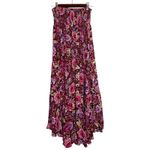 Cynthia Rowley  M Smocked Button Front Maxi Skirt Floral Front Slit Gypsy Peasant Photo 6