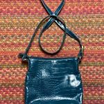 VINTAGE TEAL FAUX SNAKESKIN CROSSBODY PURSE Blue Photo 4