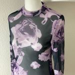 Sheer Dress Black with Purple Flowers Photo 1