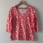 Vineyard Vines  Boat Pattern Scoop Neck 3/4 sleeve top slit hem spring summer S Photo 0