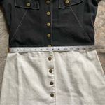 Vintage Color Blocked Black and White Denim Button Front Collared Shirt Dress 4 Photo 5