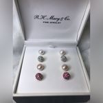 Macy's R.H. & Co. Fine Jewelry Set of 4 Earrings Silver & Cubic Zirconia NWT Photo 1