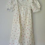 NWOT Sleeper Brigitte Belted Strawberry Printed 100% Linen Voile Mini Dress XL White Photo 7