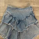 MOTHER Light Blue Denim raw hem tiered v Skirt Sz 27 Photo 2