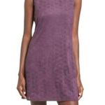 Trixxi Women’s High Neck Faux Suede Floral Mini Shift Dress Purple Size Small Photo 0