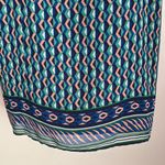 Maeve Anthropologie  Blue Geometric Patterned Sleeveless Silk Slip Shift Dress L Photo 2