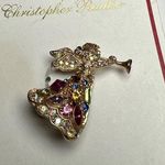 Christopher Radko Rhinestone Angel Multi Color Christmas Gold Tone Brooch Pin Photo 2