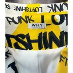 WHY Dress Rare Graffiti Print Jacket White Yellow Black Pockets 2 Buttons, Large Photo 2