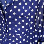 Depri  Semi-Sheer Peasant Top Size Small Navy Polka Photo 3